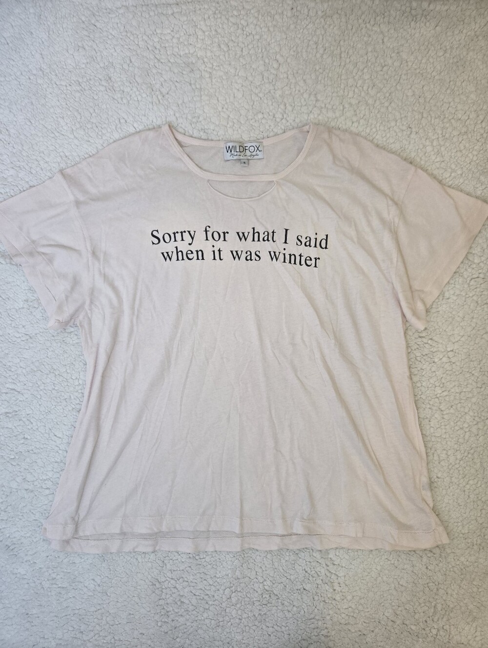 Wildfox “Sorry for what I said when it was winter” T Shirt Light Pink Oversized